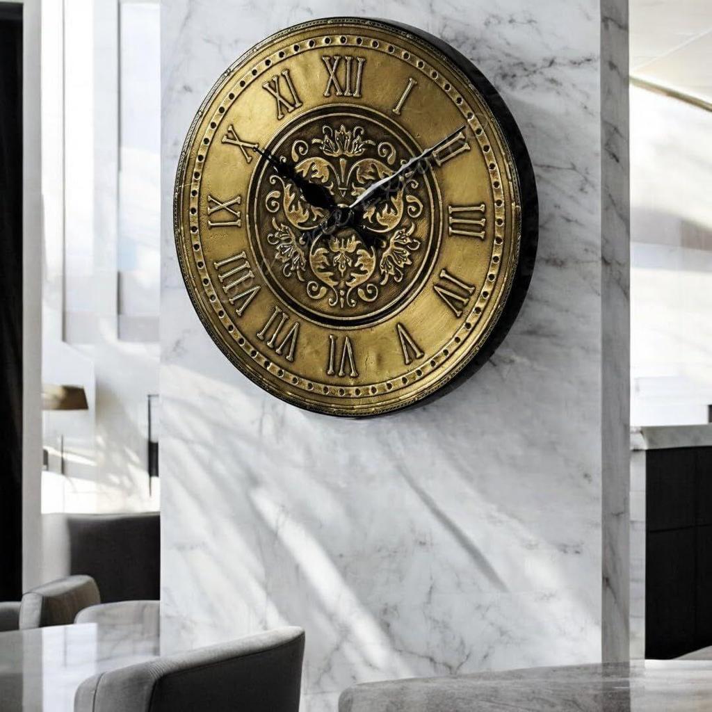 Handicraft Decorative Wooden Brass Inlay Artware/Handcrafted Fleur De Lis Design Wall Art Clock