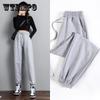 Брюки-джоггеры с эластичной резинкой на талии, повседневные женские спортивные длинные спортивные штаны, свободные повседневные однотонные мешковатые брюки