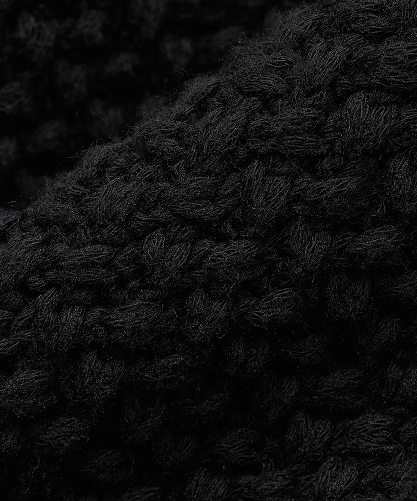 NOIRER Oversized Heavy Polo Half Knit (Black)