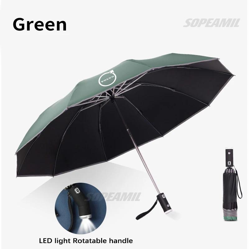 For Volvo XC40 XC60 XC70 XC90 S40 S60 S80 S90 V40 V60 V70 V90 Car Led Light Umbrella Automatic Folding Sun Protection Sunshade