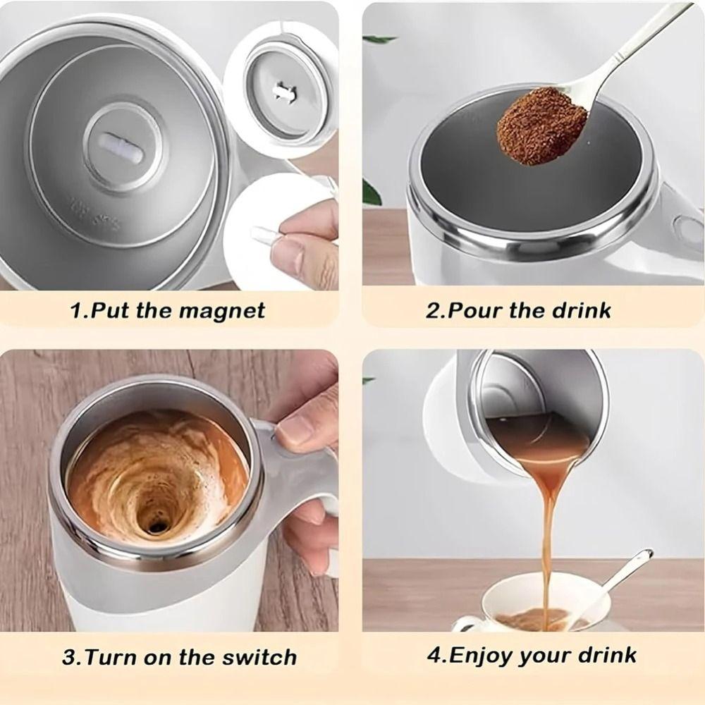 Leakproof Magnetic Coffee Mixing Mug Stainless Steel Rotating Blender Cup Travel Use