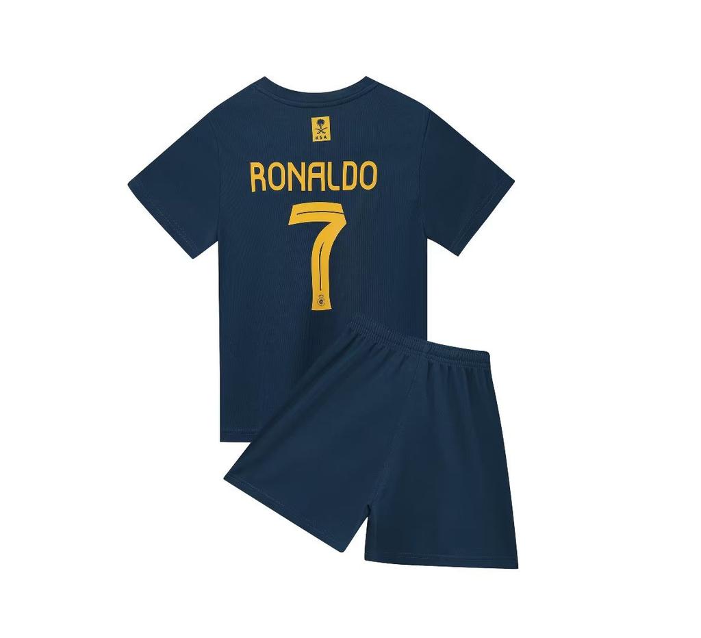 23-24 Riyadh Away Sapphire Blue No. 7 Club Football Jersey Set Children'S Jersey Size 14-30