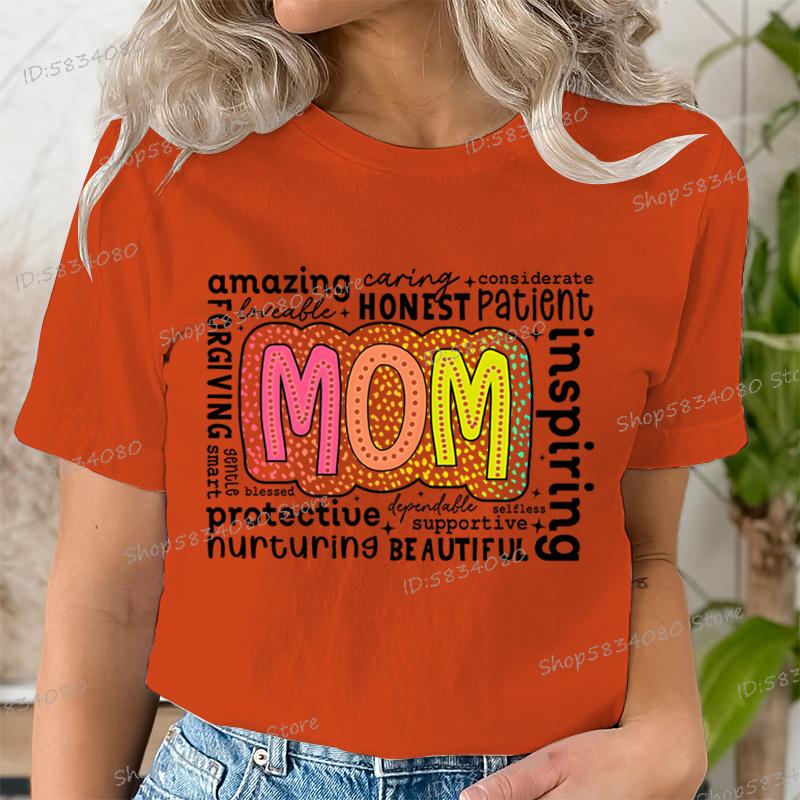 Retro Mother Fashion Casual Tops Gift for Mom Funny T Shirts Mothers Day Classic Tops Mom Life Printed Tshirt Womens Clothing