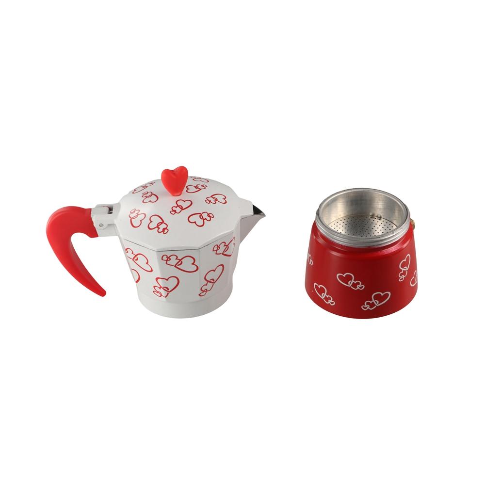 Octagonal Aluminum Mocha Pot Heart Pattern Coffee Maker Pot Household Espresso Coffee Kettle  Gift