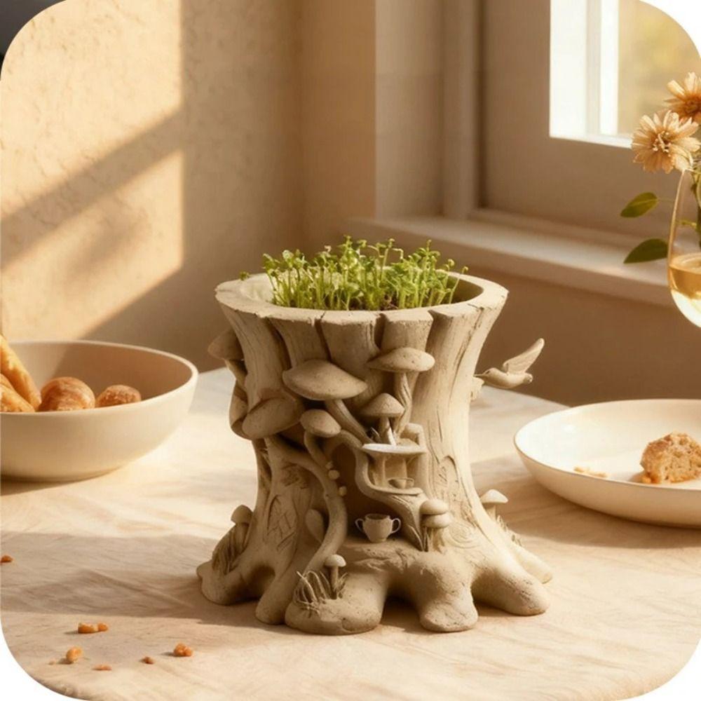 Белая форма для подсвечника Многоцелевая форма в виде пня Форма для DIY кашпо Художественное рукоделие