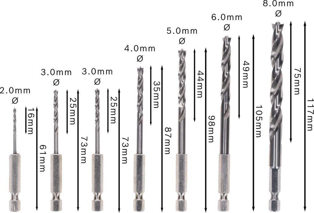 Набор сверл по дереву BOSCH шестигранный хвостовик 9 мм паз 2607019923 (7 шт., 6,35 мм, хвостовик)
