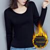 Ayollar uchun plyus baxmalli uzun yengli termal top - Kuz va qish uchun yangi dumaloq bo'yinli futbolka