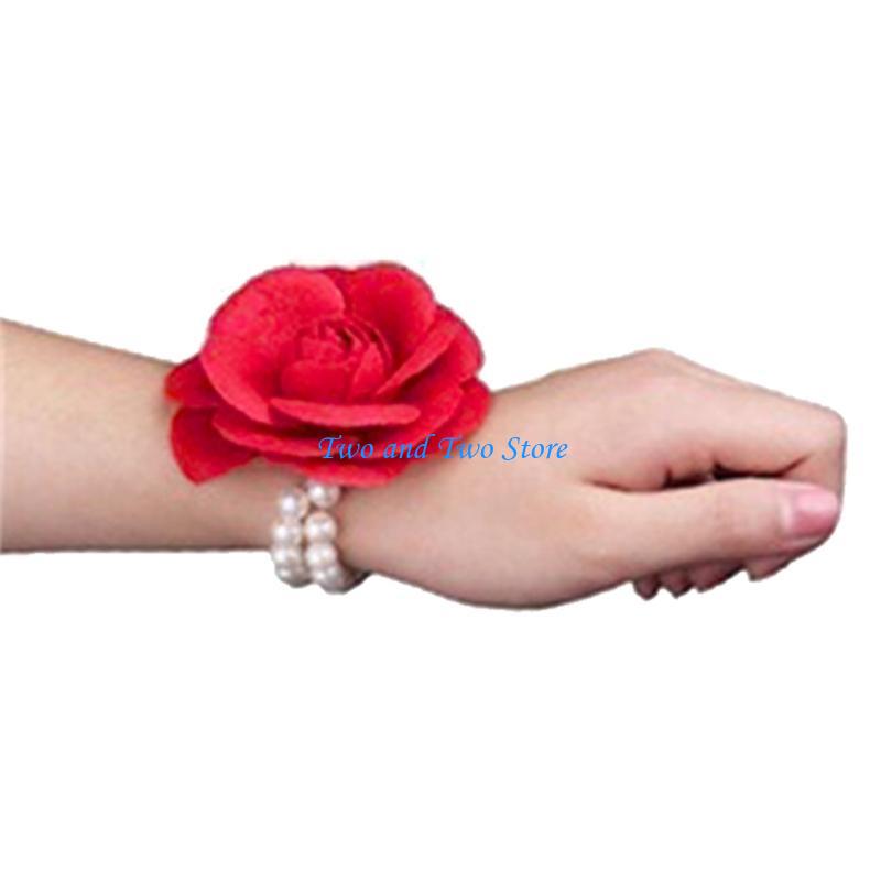 HX6F Vintage Camellia Brooches for Woman Buckle Pin Wedding Hand Flower Pearl Brooch Pin Fashion Clothing Jewelry Accessories