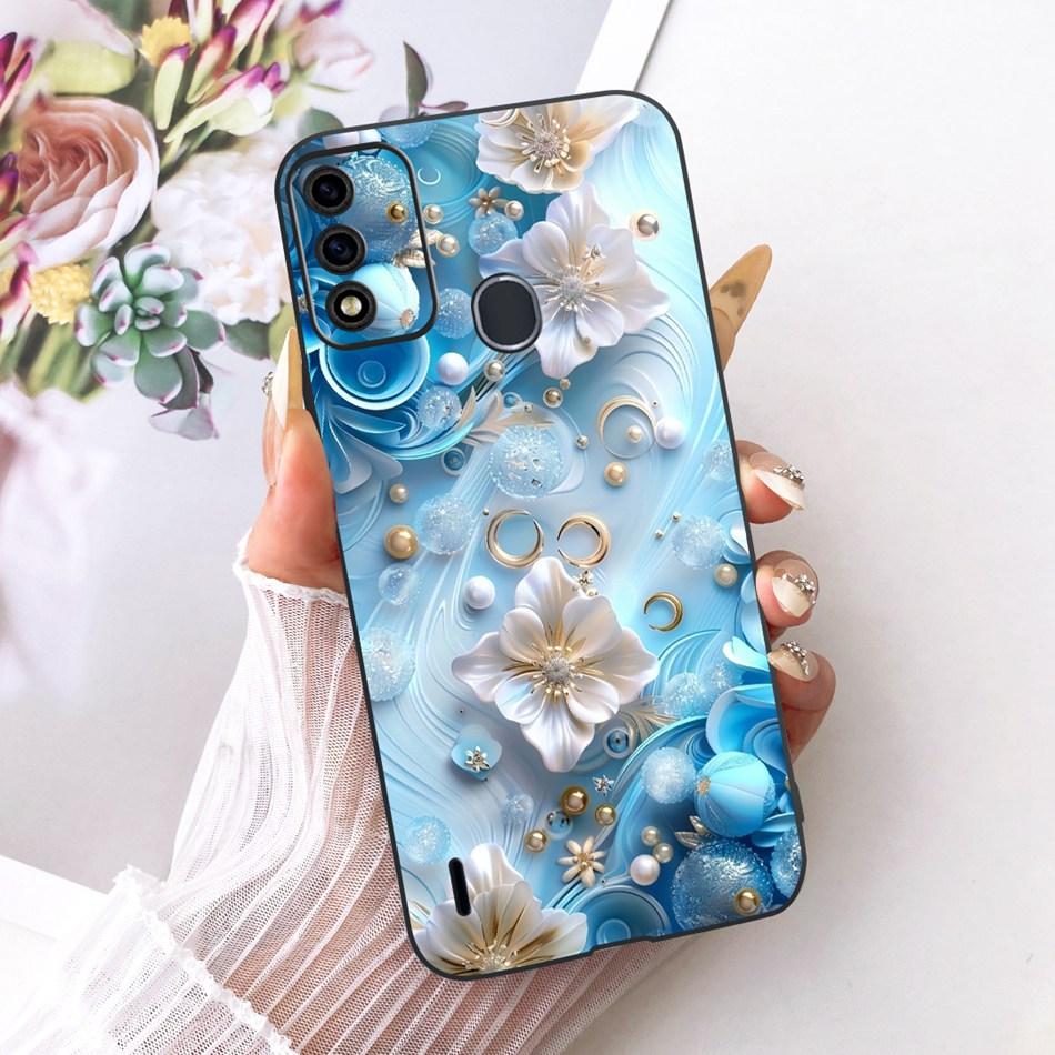 For ITEL A48 Cute Flower Butterfly Cat Painted Case For Itel A48 Black Silicone Soft Phone Cases