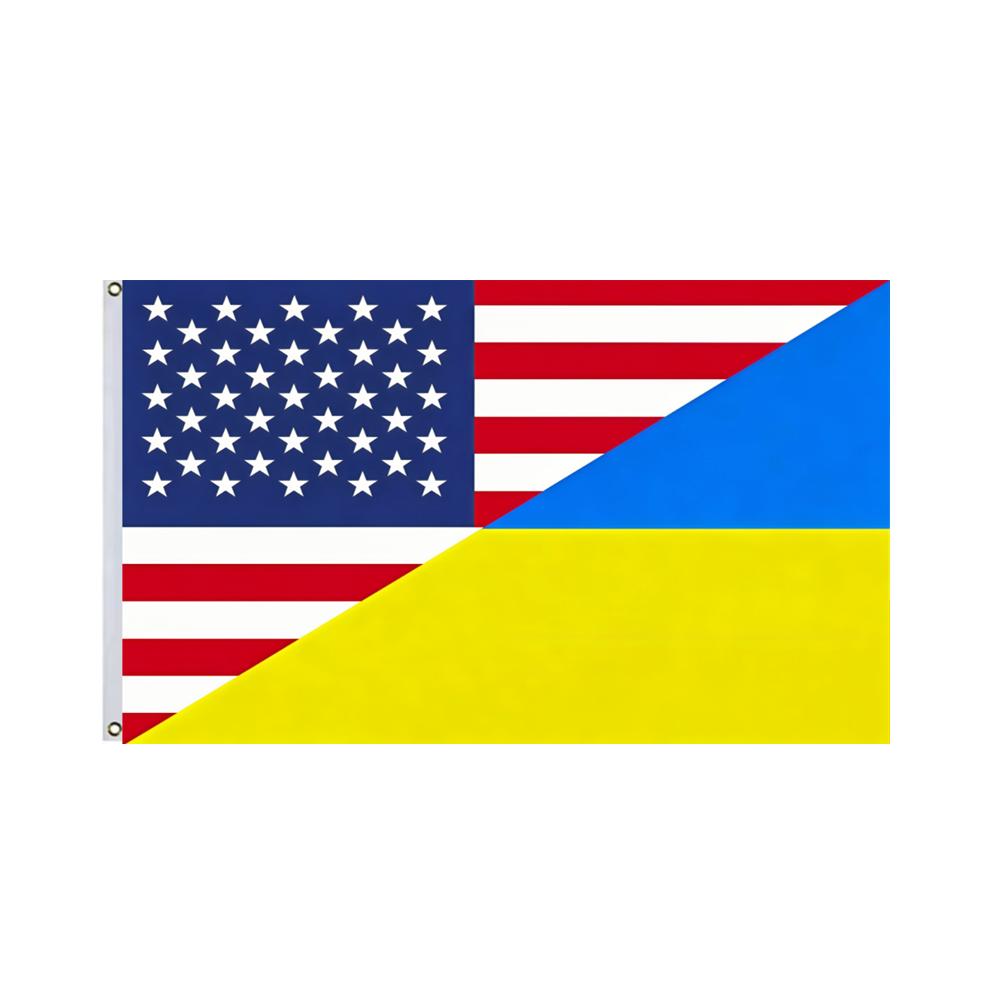 Флаг США и Украины объединенный 2x3 фута 3x5 футов, Баннер дружбы и солидарности из полиэстера для наружного и внутреннего декора, Подарок для сторонников