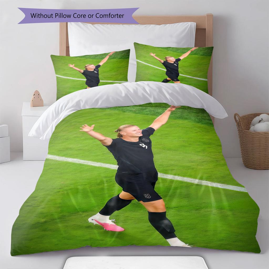 Haaland Pattern Bedding Home Decoration Birthday Gift ( 1 duvet cover + 2 pillowcase, without core),fan merchandise.