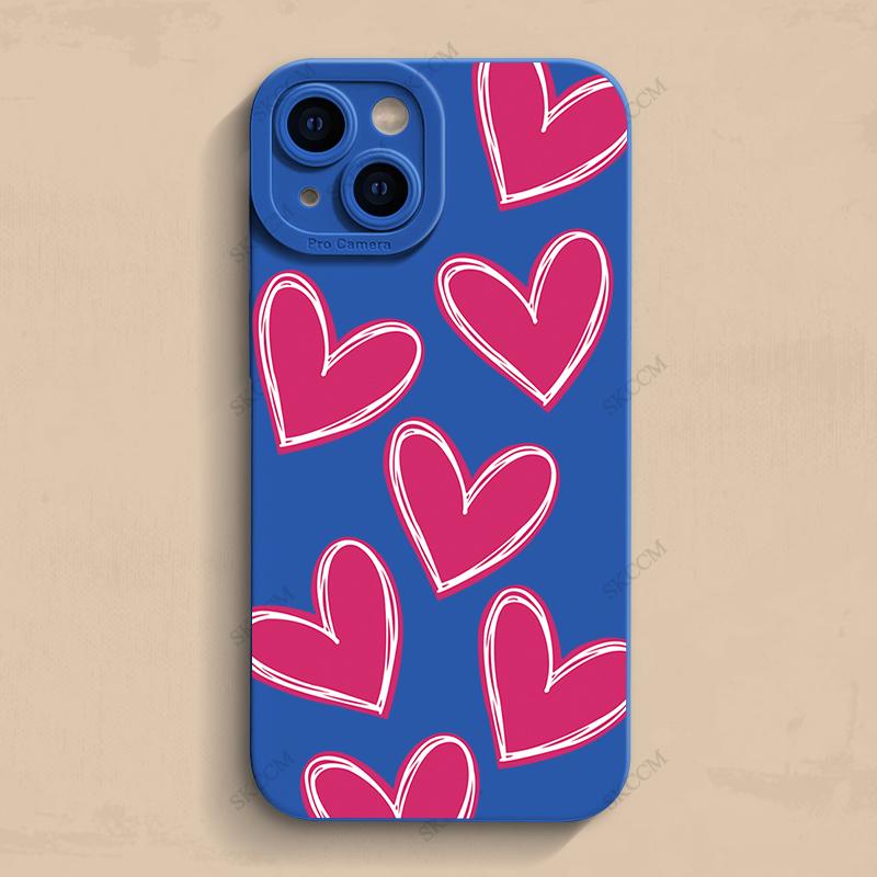 Роскошный красный чехол для телефона с сердечком любви из мягкого силикона для iPhone 15 14 13 12 11 Pro Max Mini XR X XS Max 7 8 Plus матовая задняя крышка