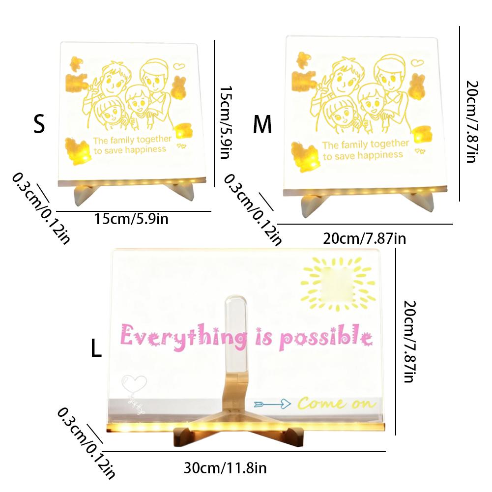 Светодиодная доска-ночник для заметок с 7 цветными ручками, светящаяся акриловая доска для сообщений для DIY, еженедельник для детей, подарки, офис, школа