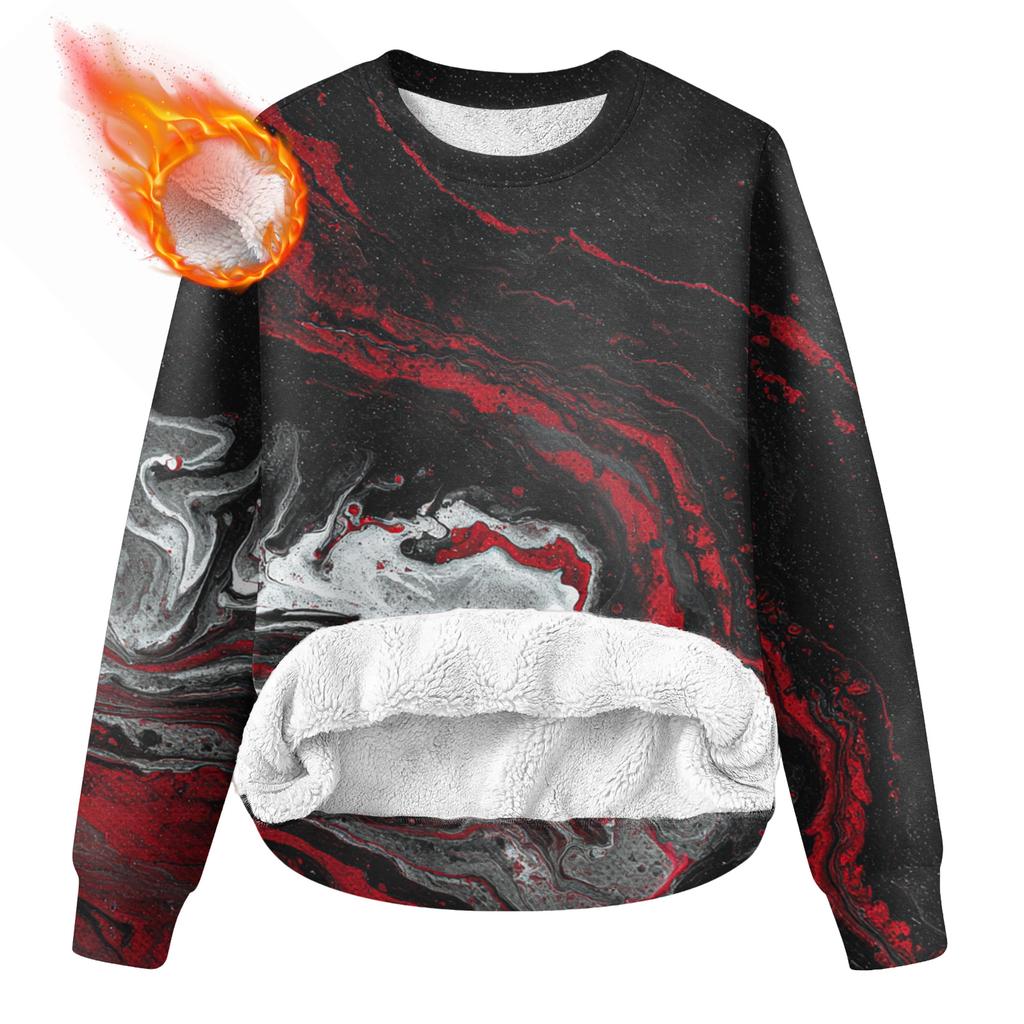 Мужская толстая теплая толстовка с флисовой подкладкой и круглым вырезом