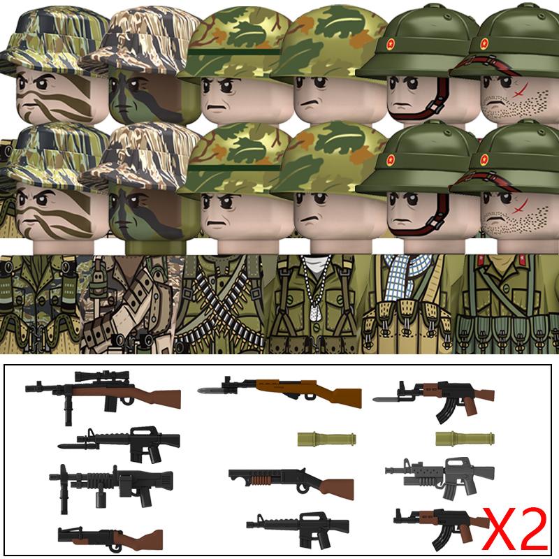 Нетоксичные Moc Вторая мировая война Война во Вьетнаме Военные Солдаты Строительные Блоки Вьетнамская Американская Армия Шлемы Пехоты Оружие Кирпичики Игрушки Дети