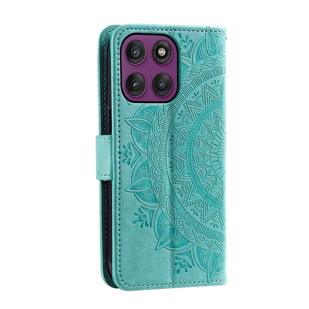 For Motorola Moto G86 5G Stand Case Imprinted Totem PU Leather Wallet Phone Cover with Wrist Strap
