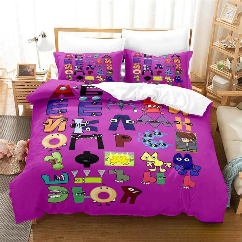 3D-принт с мультяшным алфавитом Lore AZ Комплект постельного белья для мальчиков и девочек, двуспальный размер, пододеяльник, наволочка, кровать для детей и взрослых 2/3 шт.