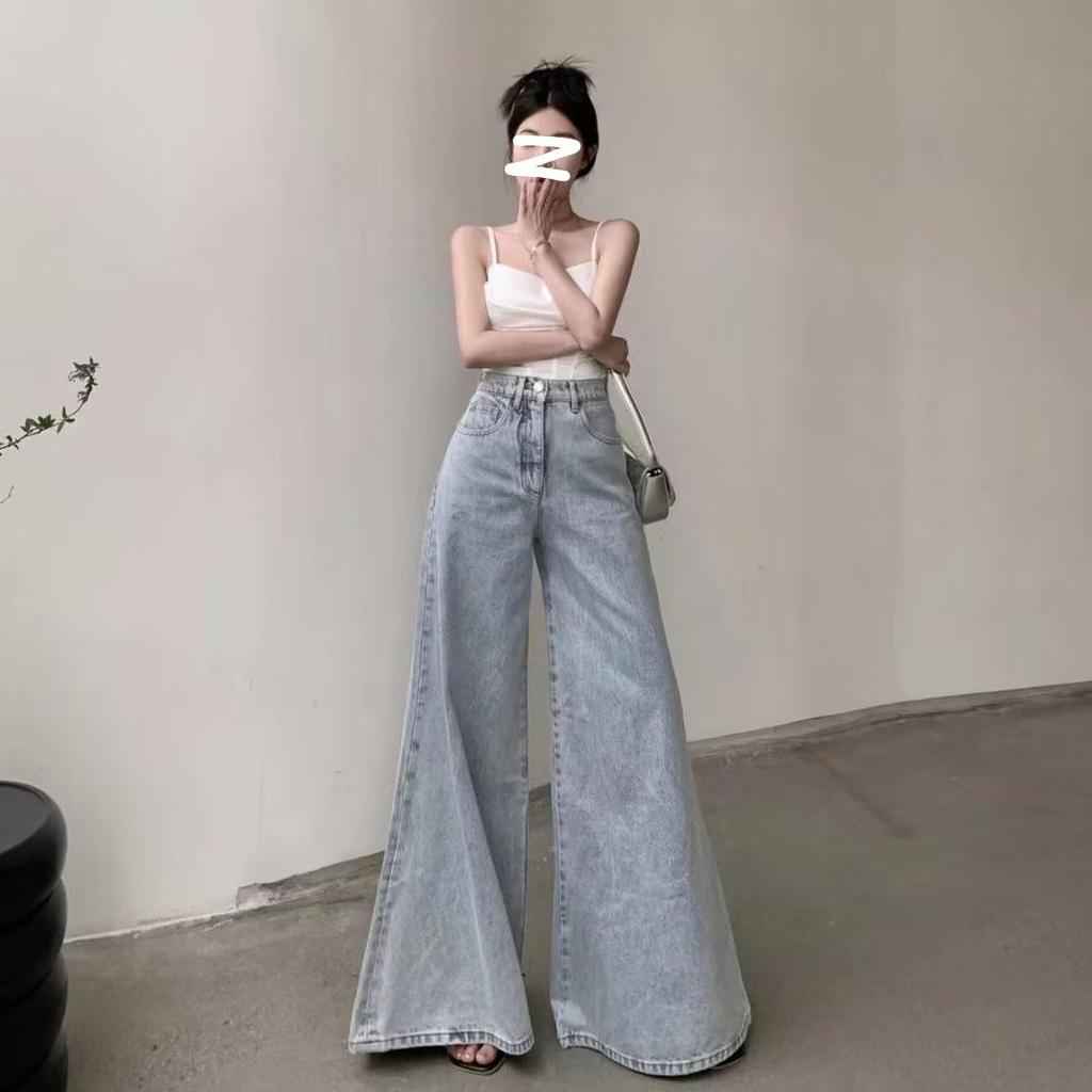 Spring/Autumn 2024 Women's Light Wide-Leg High-Waist Jeans