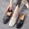 All-match Low-heeled Shoes Women's Spring New Metal Buckle Lady Grandma Slip-on Shoes Lazy Flat Shoes Large Size