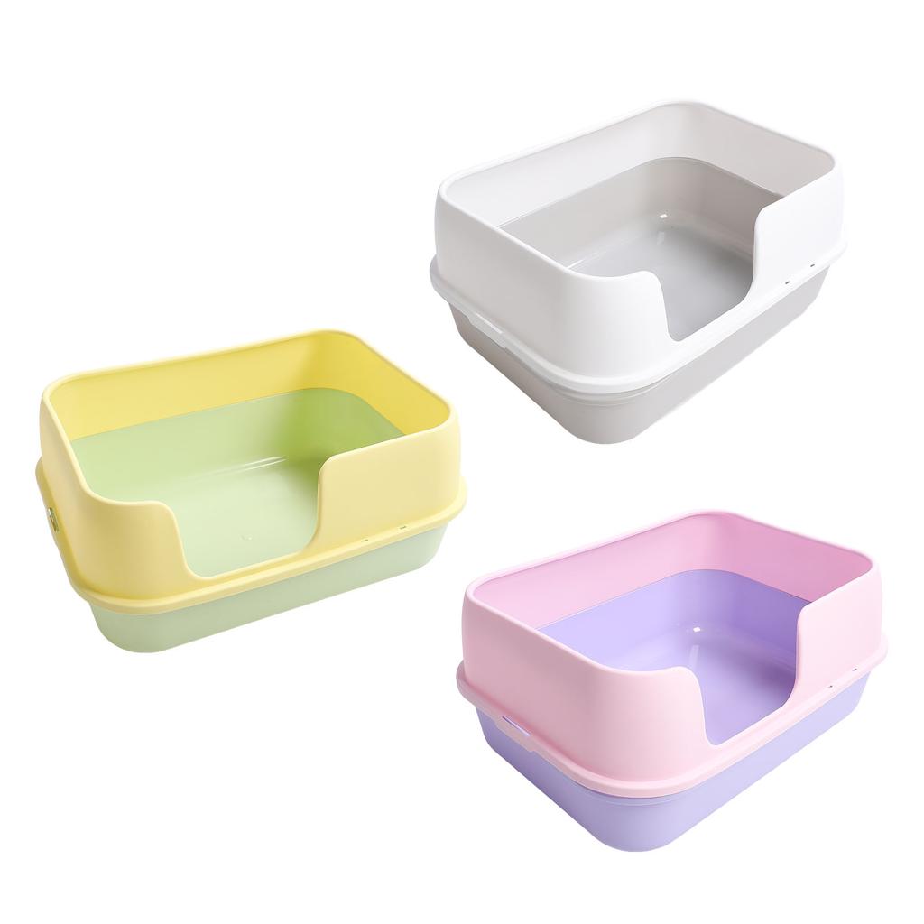 Cat Litter Box Extra Large Semi Enclosed Splash Proof Safe Removable Kitty Litter Pan with Scoop