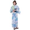 Brilliant Piece Yukata Light Blue Hydrangea and Hemp Leaf On White Lovely Love White Women's Set, Background, 3-Piece Set,