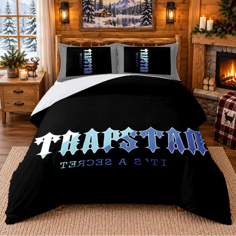Trapstar Pattern Bedding 3Pcs Set Bed Sheet And Pillowcases For Indoor Bedroom