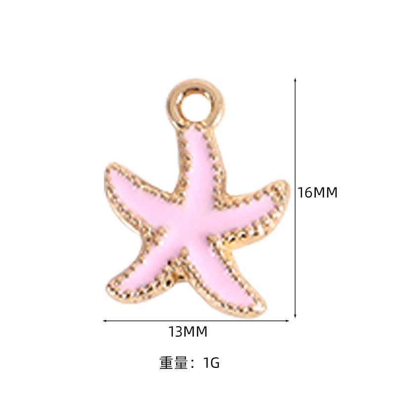 Аксессуары-подвески из сплава Морская звезда Ракушка Золотое ожерелье Покрытие платиной Мультяшная печать Гальваническое покрытие Ручная работа Кольца цвета красного вина