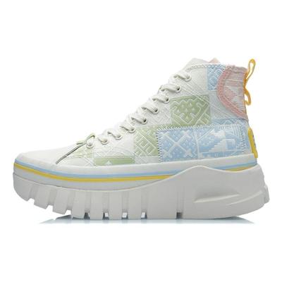 Li Ning We Wu удобные повседневные высокие кроссовки для скейтбординга женские кроссовки для скейтбординга белые зеленые AGCR270-1