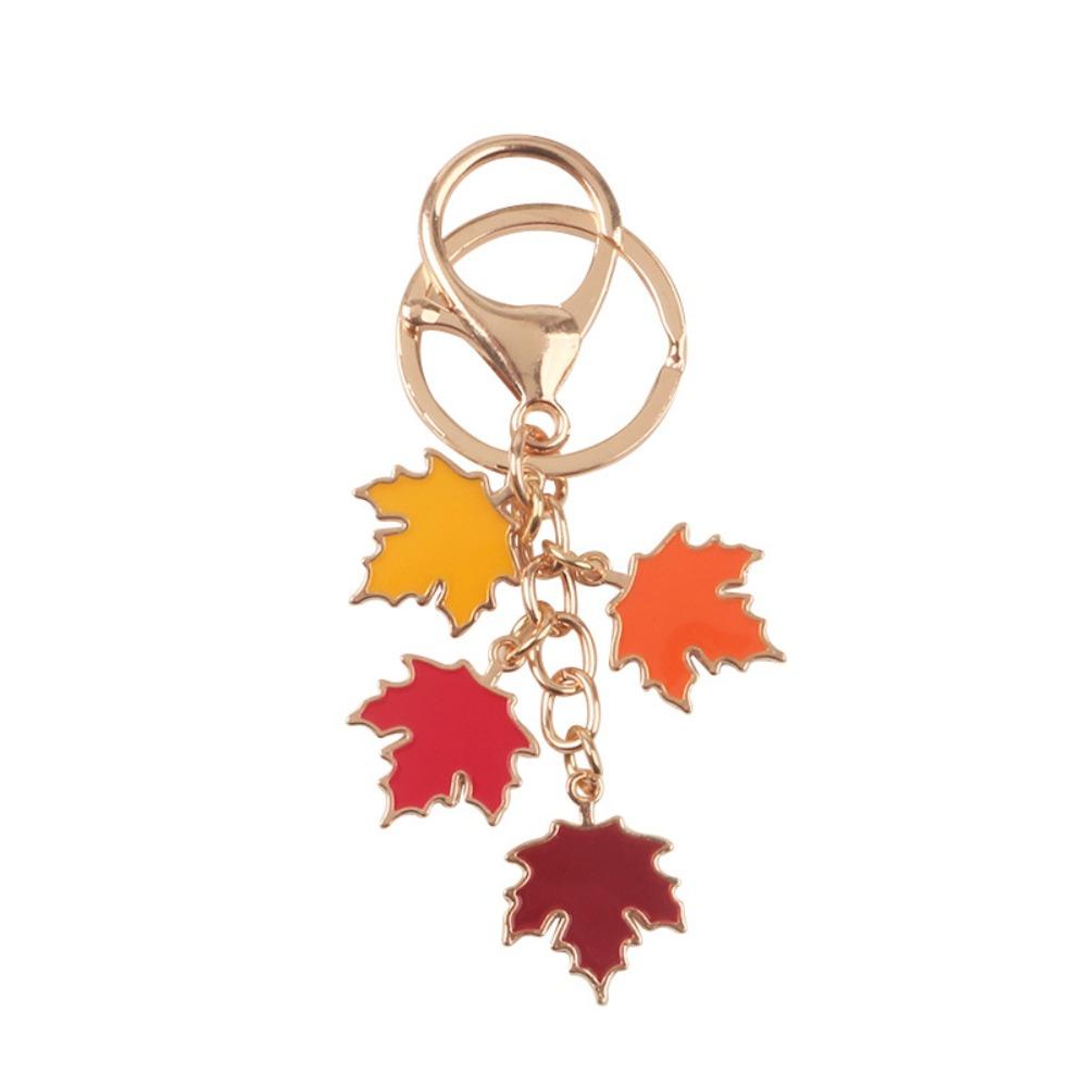 Maple Leaf Maple Leaf Keychain with Pearl Lanyard Leaf Metal Keyring Enamel Plant Key Rings  Women