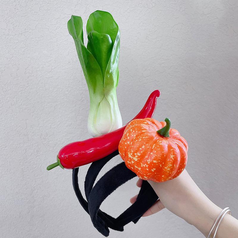Забавный имитация фруктов, овощей, обруч для волос, повязка на голову в виде хлеба, моркови, банана, перца, головной убор на день рождения, косплей, Хэллоуин