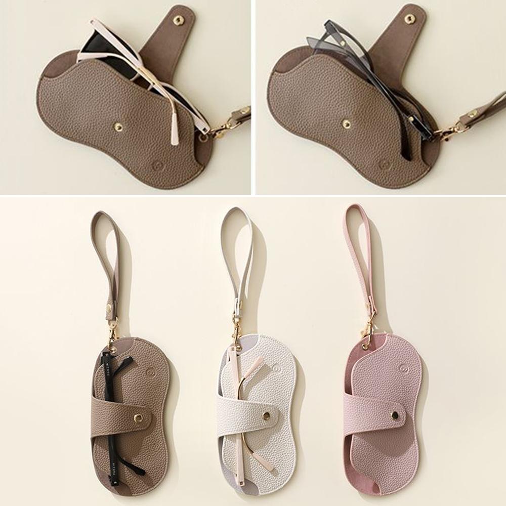 Leather Glasses Bag Portable Hangable Magnetic Eyewear Pouch Holder Soft Sunglasses Pouch Slim Fashion Glasses Case Holder