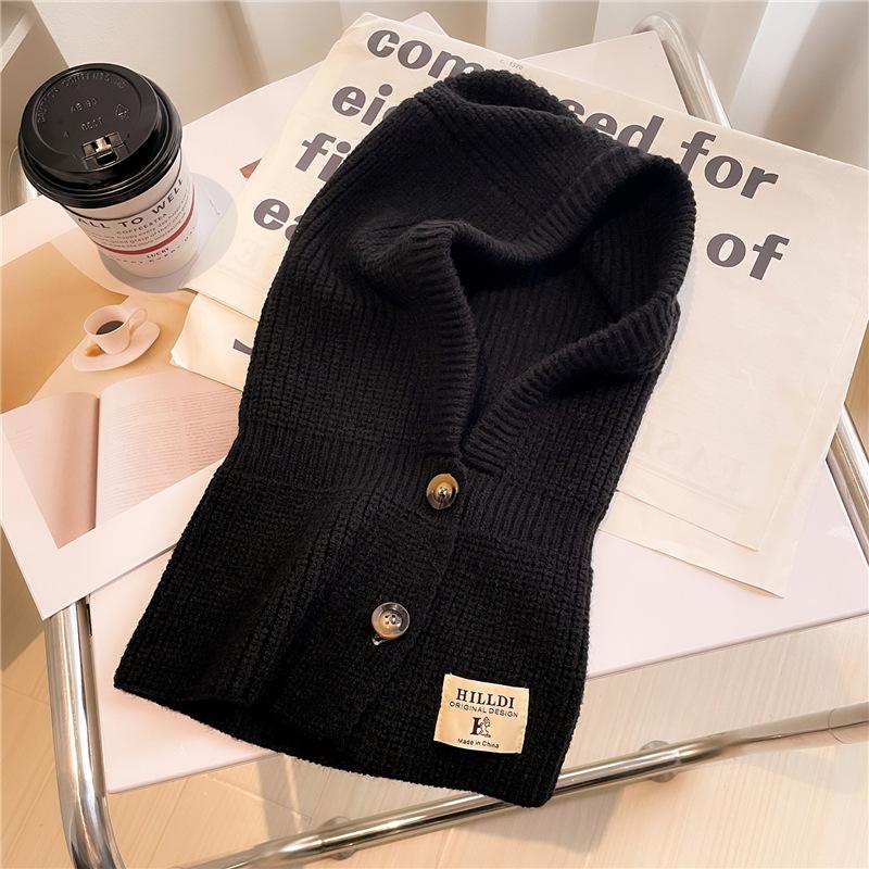 Зимний шарф, теплая вязаная накидка на шею, шерстяная шапка, балаклава, однотонный шарф