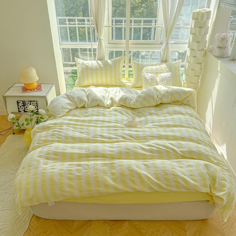 Скандинавский Постельный Комплект Популярный Полосатый Комплект Пододеяльника Комплект Простыней Односпальный Полуторный Двуспальный Королевский Размер Приятное к Коже Мягкое Постельное Белье