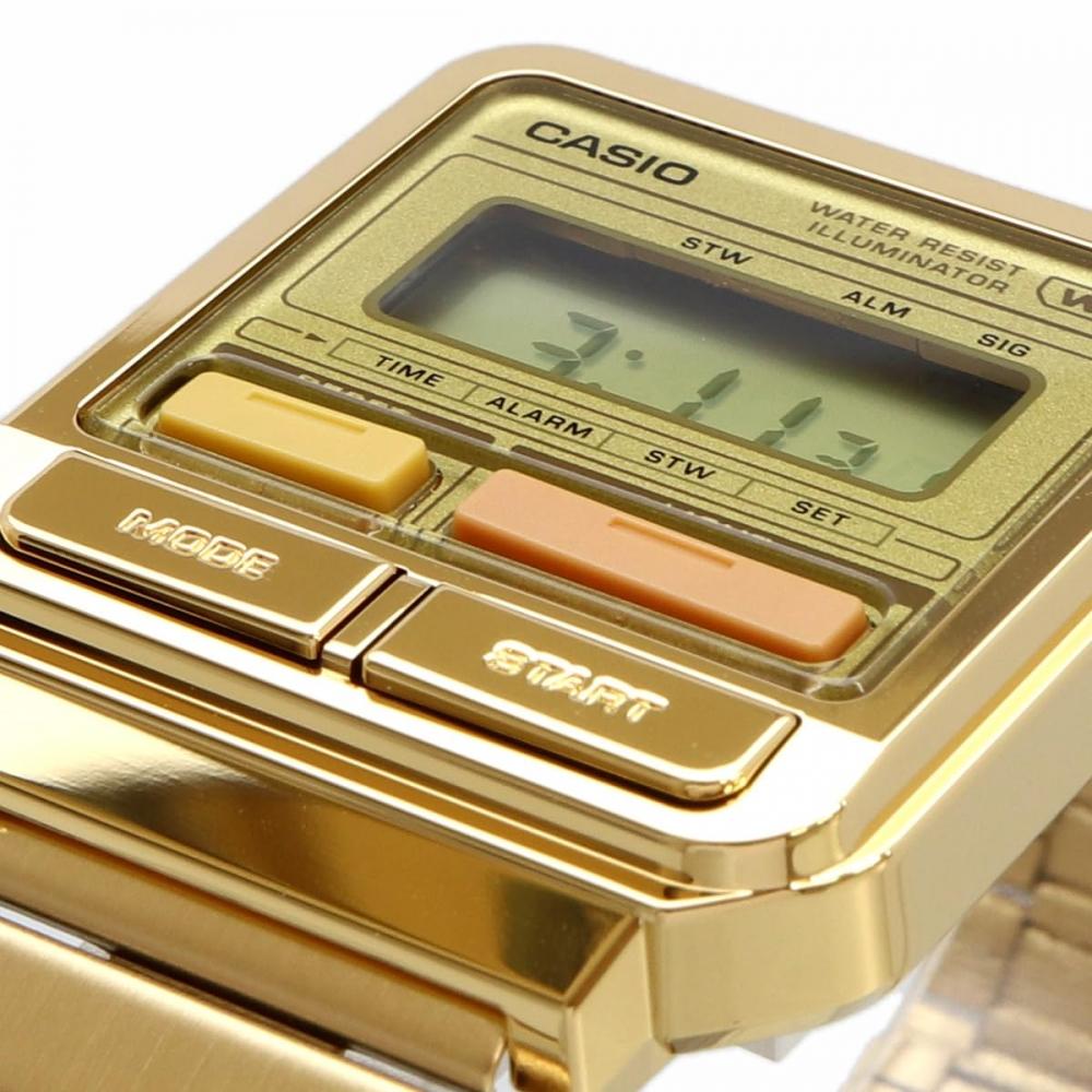 Casio Часы CASIO Digital Watch Vintage Series A120WEG-9A Unisex Metal Band Gold Overseas Model