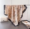 Art Sketch Floral Satin Simulation Silk Printing Large Square Scarf Silk Scarf Shawl Headscarf Neck Protection Scarf Decorative Scarf