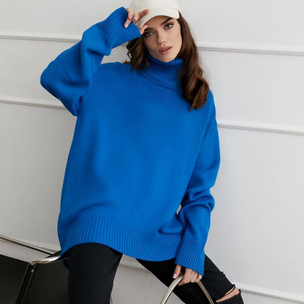 Women's Oversize Sweater Turtleneck Vintage Pullover Jumper Women Winter Thick Warm Knitted Sweater Soft for Women