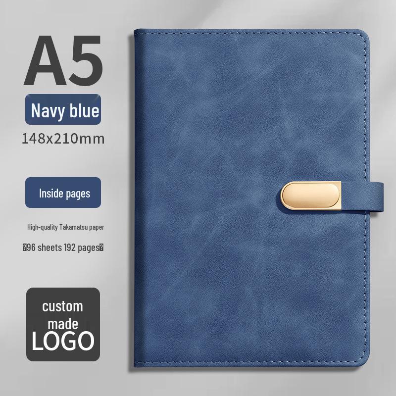 Custom Business Notebook with Metal Buckle and Pen Holder - Personalizable Logo Souvenir