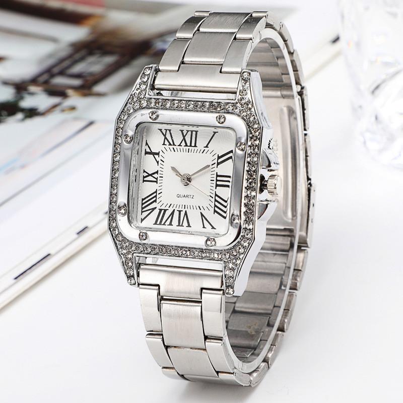 Fashion Square Watches Women Crystal Gold Watches Luxury Stainless Steel Quartz Wristwatches Clock