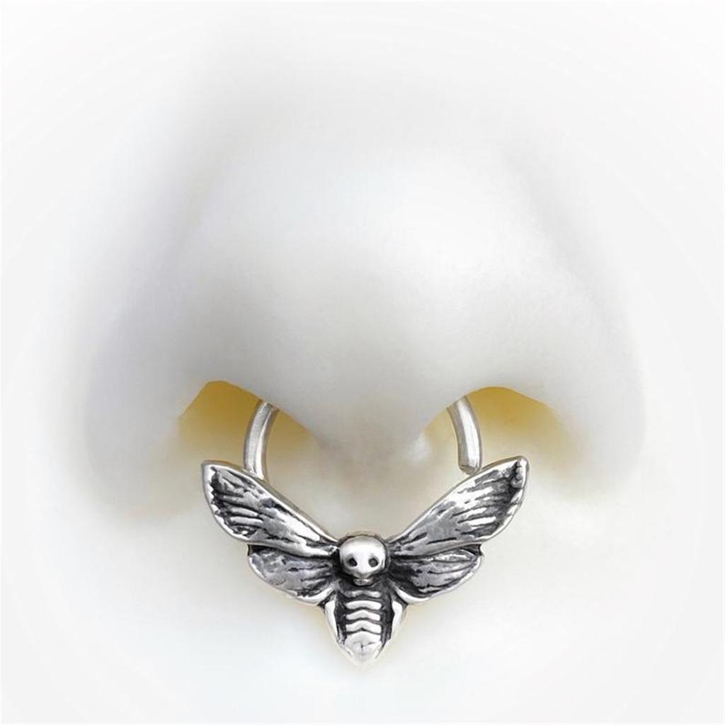 Stylish Skull Moth Nose Rings Sturdy Alloy Materials Comfortable Wear for Daily Outfits and Music Festivals Decoration