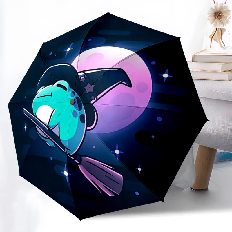 1pc Moon Witch Automatic Open/Close, Foldable Compact Umbrella with 8-Rib Shaft, Perfect Gift For Men And Women 121