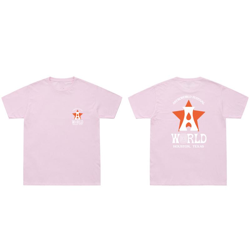 New Arrivals Cactus Jack ASTROWORLD T Shirt Men Women HOUSTON LIVE Print T-Shirts Hip Hop Short Sleeves Swag Tops