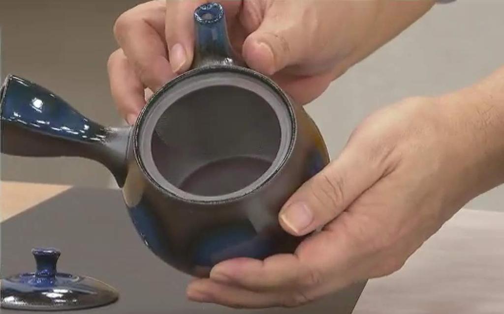 Специально изготовленный округлый чайник с глазурью рури, 450 мл, сделано в Японии, Банко-яки