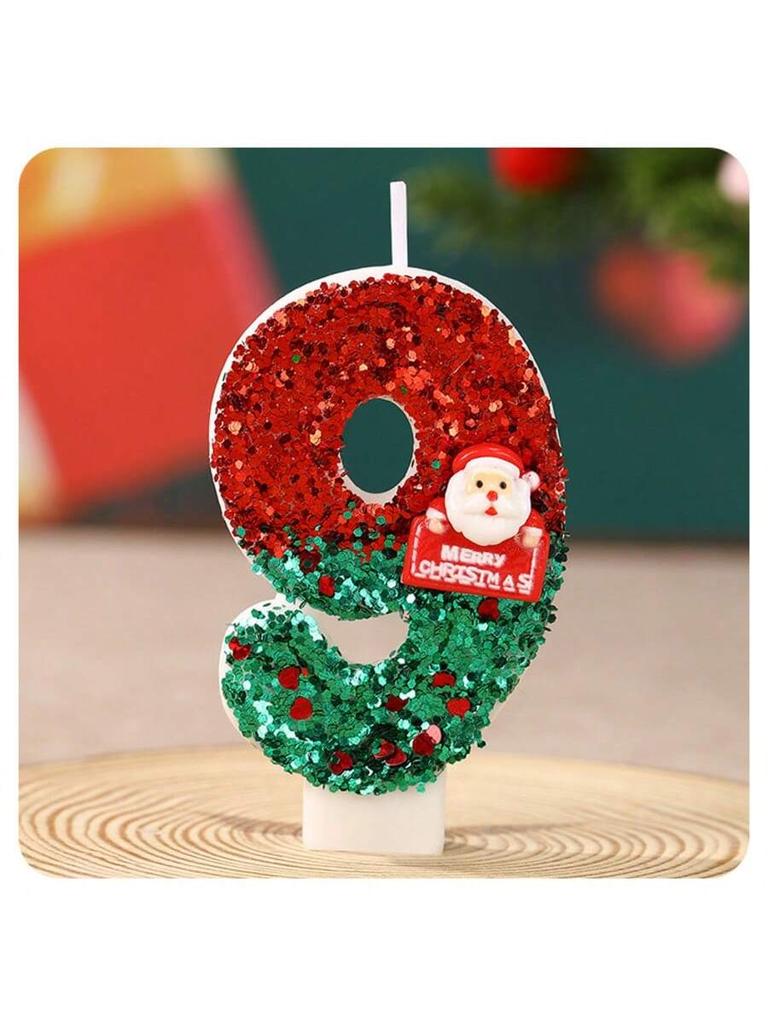 Christmas 0-9 Number Candle 3D Page Cartoon Character Children Party Cake Plug-in Birthday Cake Decoration Gift