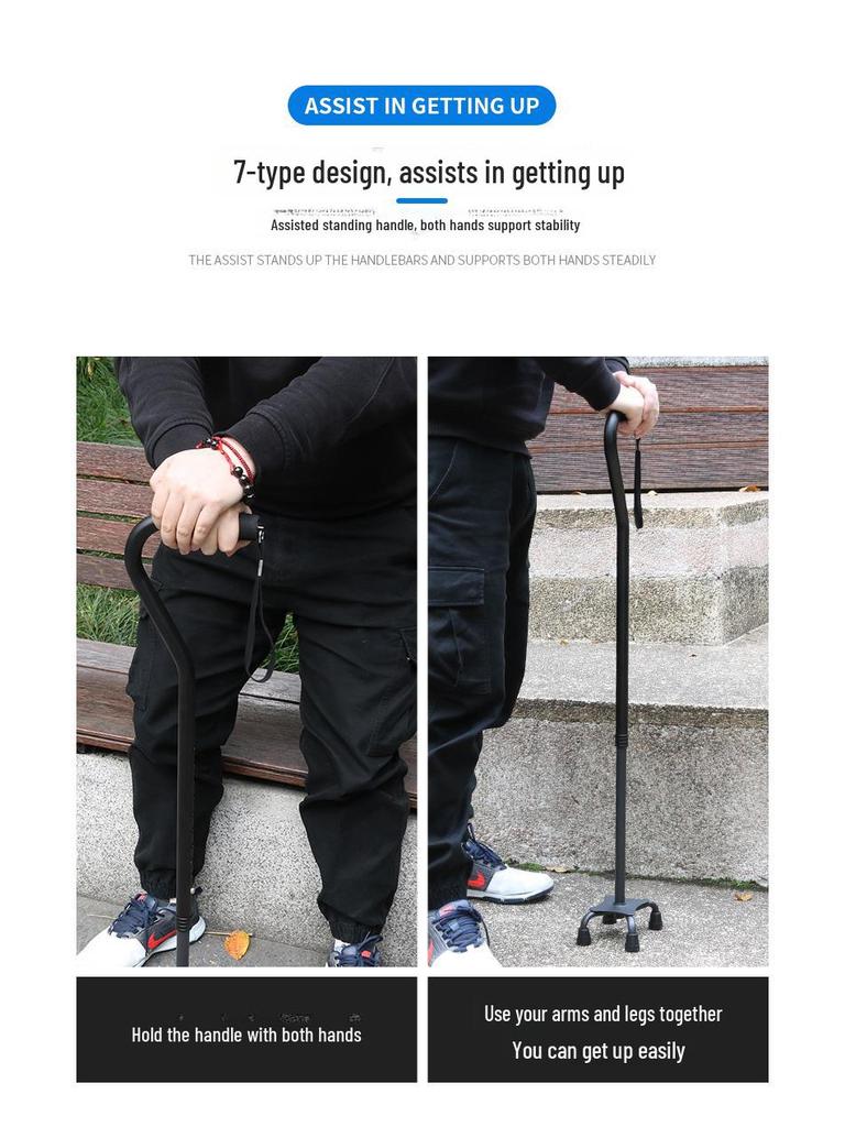 Телескопические костыли из алюминиевого сплава для пожилых людей с изогнутой ручкой