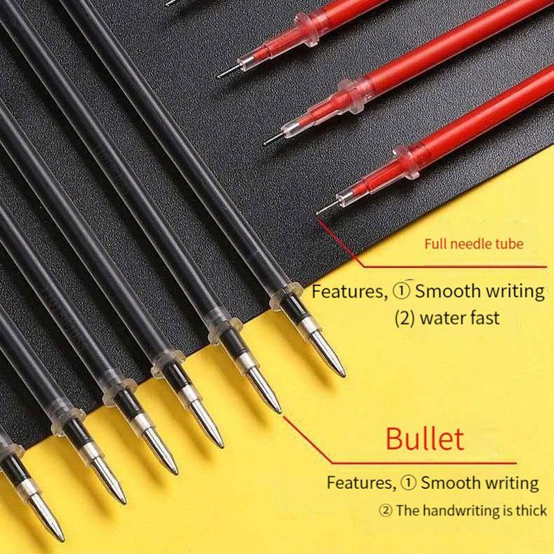 50 шт./пакет, универсальный, 0,38 мм, игольчатый наконечник, гелевая ручка, сменный стержень, черные, синие, красные чернила, сменный стержень, длина 13 см, офисные школьные письменные принадлежности
