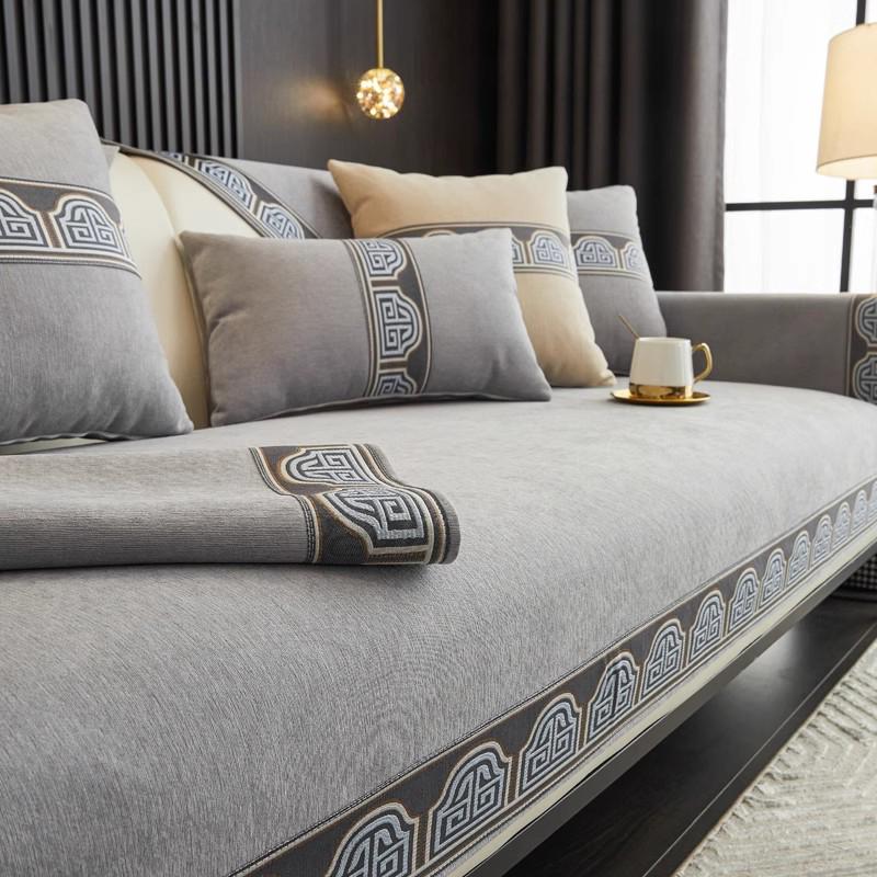 Ретро Кофейная Подушка для Дивана Новый Китайский Стиль Четыре Сезона Универсальная Накладка на Диван Шенилловое Полотенце для Спинки Дивана Чехол для Дивана Домашний Декор