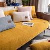 Lambswool Winter-Style Plush Non-Slip Sofa Cushion Cover - Simple, Light Luxury Design with Genuine Leather Accents