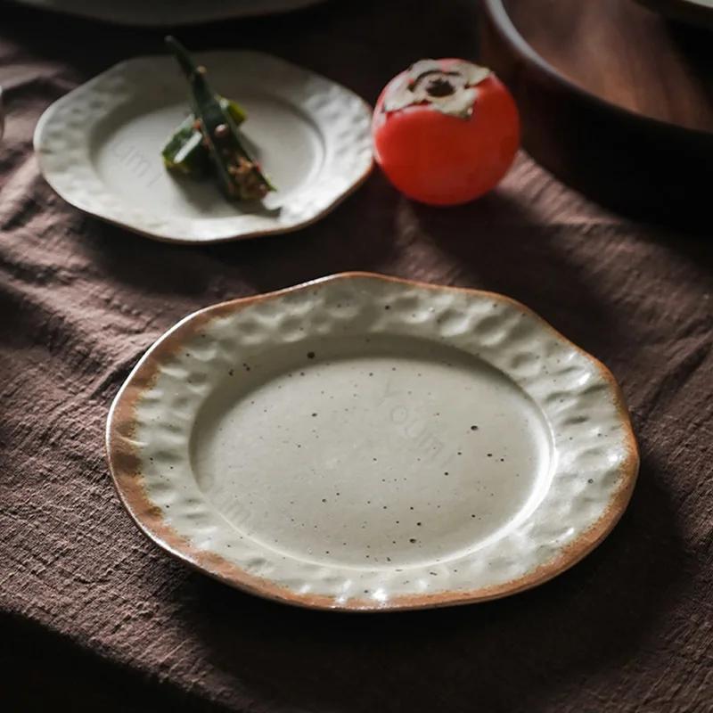 Креативные керамические тарелки в форме листьев лотоса, уникальные нестандартные десертные салатные тарелки, домашние вкусные блюда, обеденная тарелка, изысканная столовая посуда