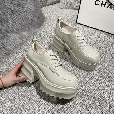 Модные туфли на платформе, женские, из натуральной кожи, 2024, новые осенние туфли на высоком толстом каблуке со шнуровкой, одинарные туфли для женщин