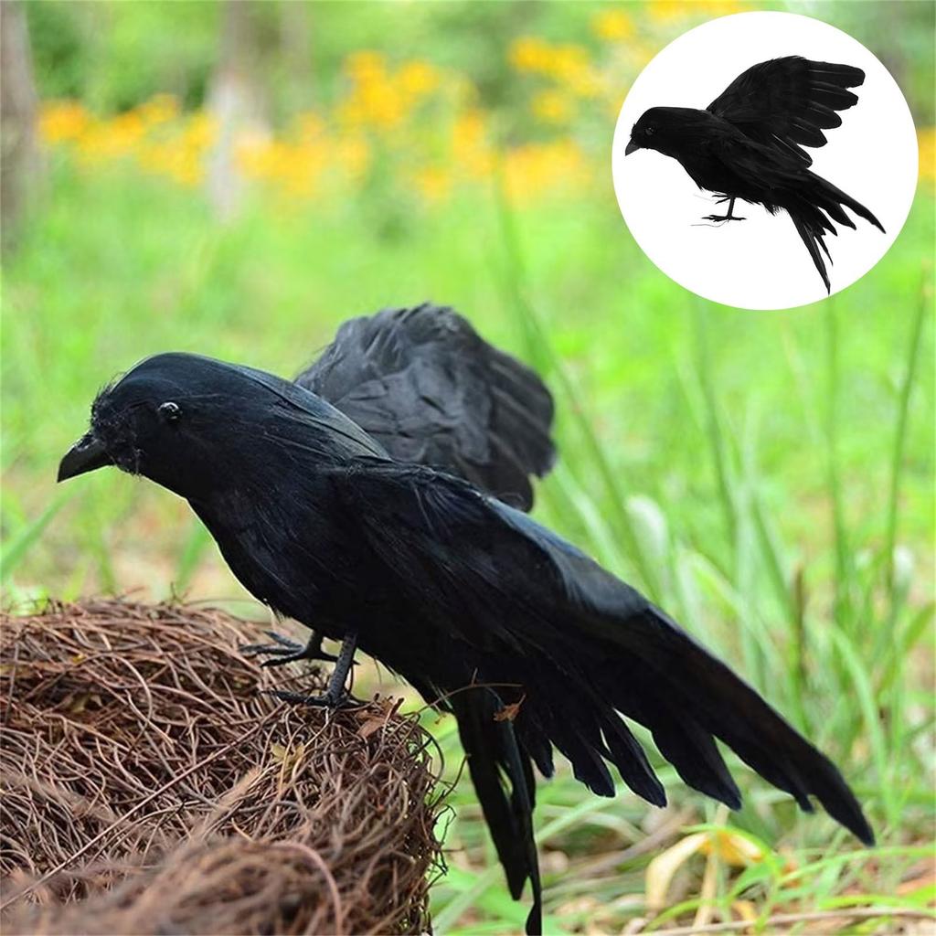 Black Crow Halloween Decoration Realistic Flying Crow Prop For Halloween Yard Garden